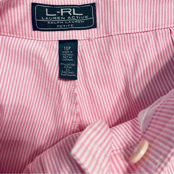 Lauren Active by Ralph Lauren Pink Striped Cropped Pants Women’s Size 10P - Picture 6 of 12